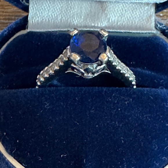 🔥 Vintage Sterling Silver Blue Stone Ring | Engagement/Anniversary S925 Sz 7.5 - Picture 1 of 10